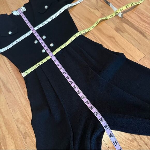 VINTAGE PAT SANDLER Sakowitz Black Knit Jumpsuit Sz 6 Mob Wife 70s 80s Cocktail - Picture 15 of 16
